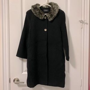 Viola Long Fur-Collared Coat